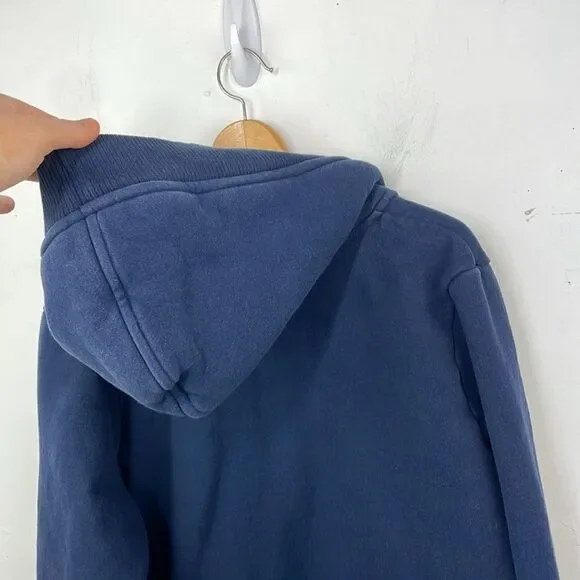 Old Navy Y2K Hooded with faux fur Sweatshirt Navy Blue size XL - Picture 7 of 11